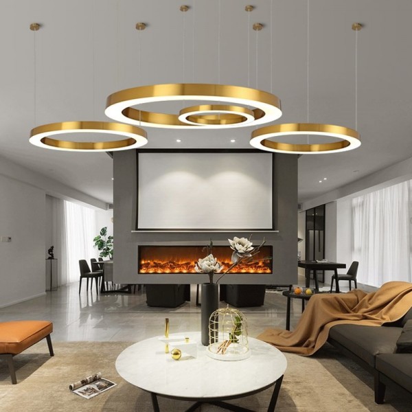 Modern LED Ceiling Light 90W Dimmable Ceiling Light Fixture with Remote  Control 5 Rings Flush Mount Ceiling Light Gold Acrylic Chandelier LED for  Living Room Bedroom Kitchen Light fixtures(4+1G01) - Amazon.com