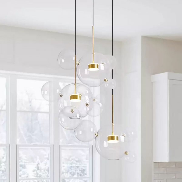 Long Tube Glass Pendant Light, ∅ 3.9′′ x H 47.2′′ / Dia 10cm x H 120cm / Black / Frosted White